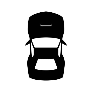 Top view of sport car glyph icon isolated on white. Vector illustration