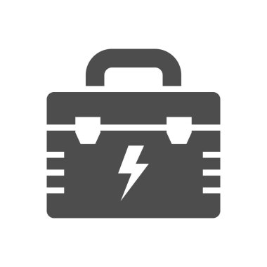 Electrician tool box glyph icon isolated on white. Vector illustration