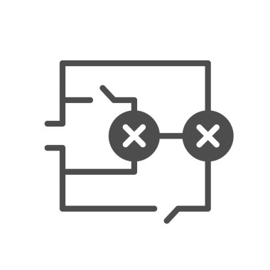 Electrical circuit scheme glyph icon isolated on white. Vector illustration