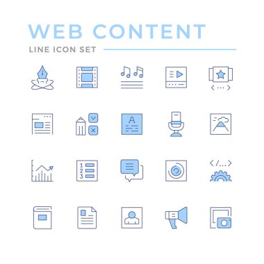 Set color line icons of web content isolated on white. Vector illustration