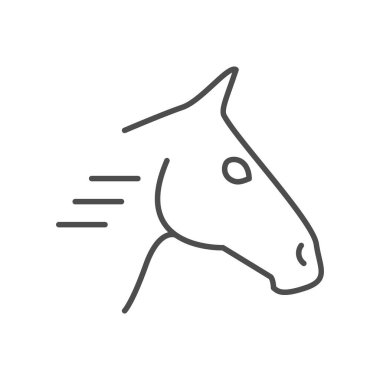 Running horse line outline icon isolated on white. Vector illustration