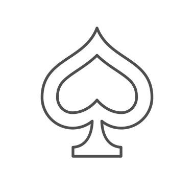 Card spades line outline icon isolated on white. Vector illustration
