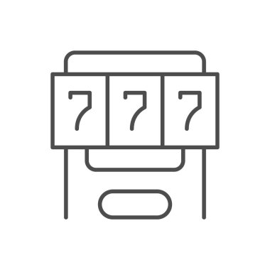 Slot machine line outline icon isolated on white. Vector illustration