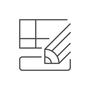 Hesap cetveli ana hatları simgesi beyaza izole edildi. Vektör illüstrasyonu