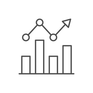 Finansal grafik çizgisi ana hatları beyaz üzerine izole edilmiş. Vektör illüstrasyonu