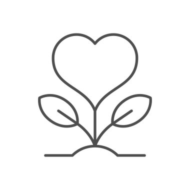 Büyüyen aşk çizgisi ana hatları beyaza izole edilmiş. Vektör illüstrasyonu