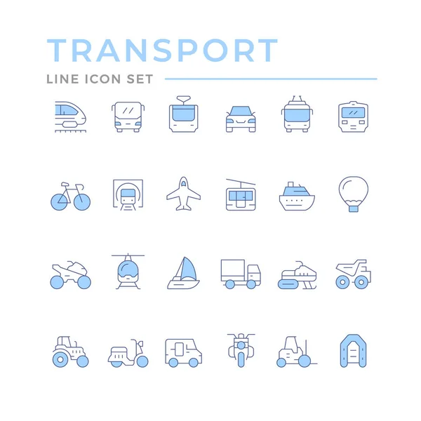 Impostare Icone Linea Colore Trasporto Isolato Bianco Illustrazione Vettoriale — Vettoriale Stock
