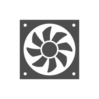 Bilgisayar vantilatörü ya da serin kabartma simgesi beyaza izole edildi. Soğutma sistemi. Vektör illüstrasyonu