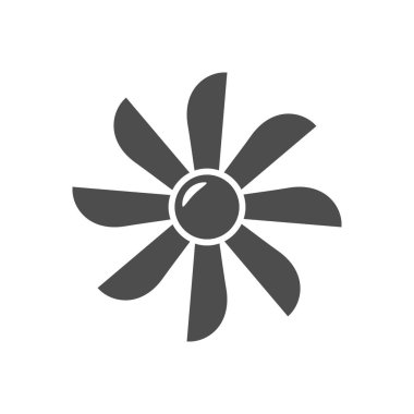 Pervane ya da fan sembolü beyaza izole edilmiş. Soğutma sistemi. Vektör illüstrasyonu