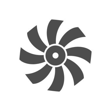 Pervane ya da fan sembolü beyaza izole edilmiş. Soğutma sistemi. Vektör illüstrasyonu