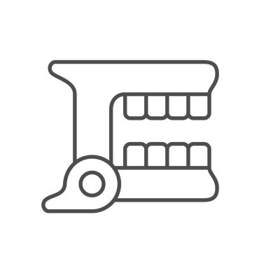 Çene modeli ana hat simgesi beyaza izole edildi. Vektör illüstrasyonu