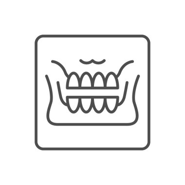 Diş tarama çizgisi ana hatları simgesi beyaza izole edildi. Vektör illüstrasyonu