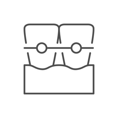 Diş teli çizgi dış hat simgesi beyaza izole edildi. Vektör illüstrasyonu