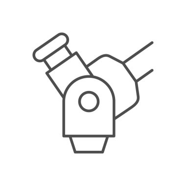 Diş mikroskobu çizgisi simgesi beyaza izole edildi. Vektör illüstrasyonu