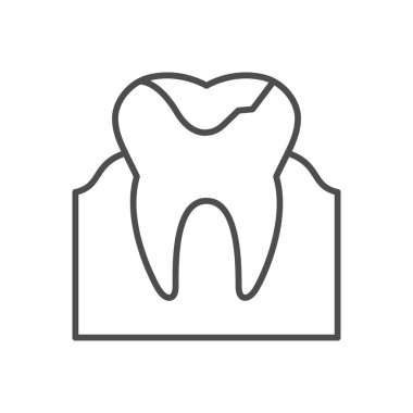 Dişçi taşıma hattı ana hatları beyaz üzerine izole edilmiş. Vektör illüstrasyonu