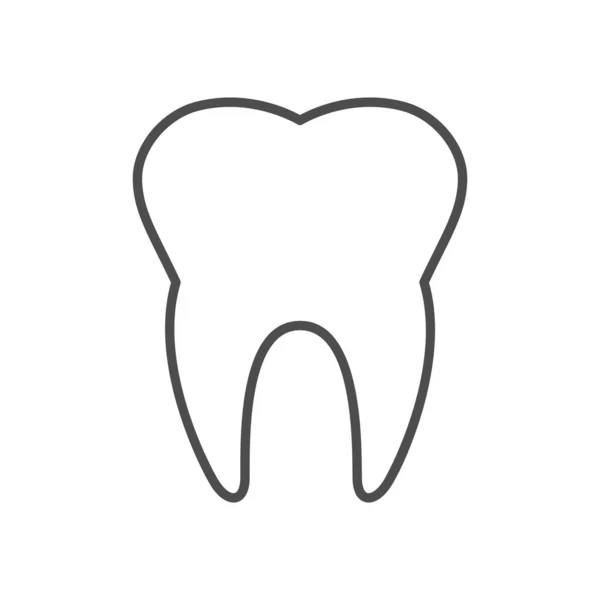 Human Tooth Line Outline Icon Isolated White Vector Illustration —  Vetores de Stock