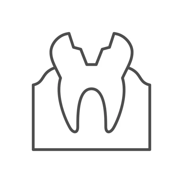 Зуб Иконкой Контура Полости Изолированный Белом Векторная Иллюстрация — стоковый вектор