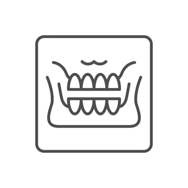 Ikona Linii Skanowania Zębów Odizolowana Biało Ilustracja Wektora — Wektor stockowy