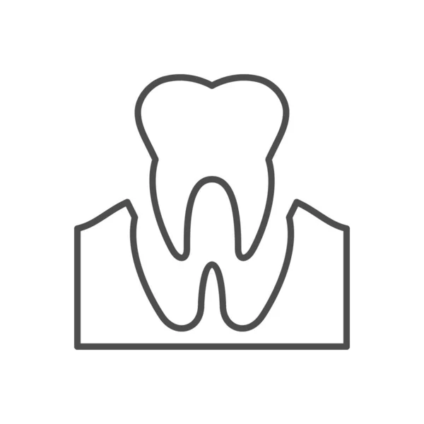 Linea Rimozione Dei Denti Icona Contorno Isolato Bianco Illustrazione Vettoriale — Vettoriale Stock