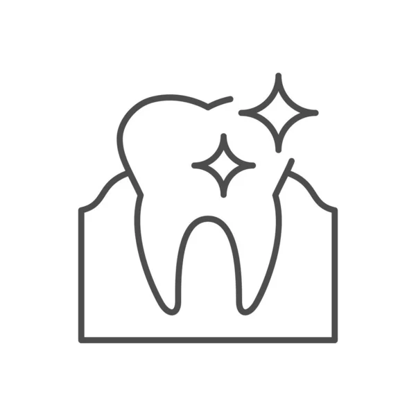 Icono Del Contorno Línea Limpieza Dental Aislado Blanco Ilustración Vectorial — Vector de stock