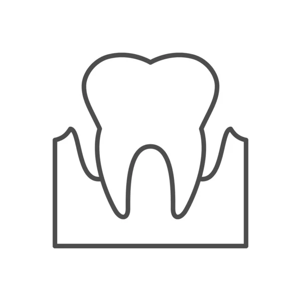 Ícone Contorno Linha Dente Solto Isolado Branco Ilustração Vetorial —  Vetores de Stock