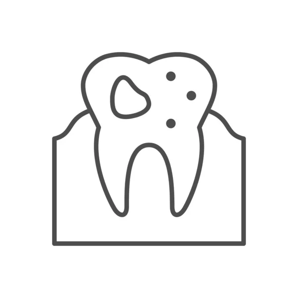 Icono Línea Placa Dental Aislado Blanco Ilustración Vectorial — Archivo Imágenes Vectoriales