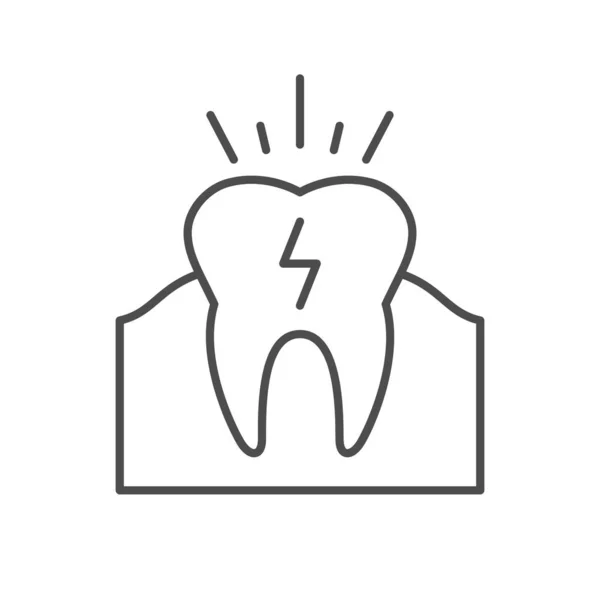 歯痛または歯痛のラインアイコンは白で隔離されています ベクターイラスト — ストックベクタ