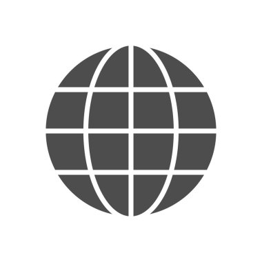 Küre ya da dünya sembolü beyaza izole edilmiş. Dünya sembolü. Vektör illüstrasyonu