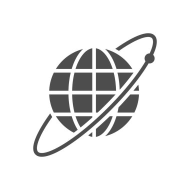 Yörünge sembolü beyaz üzerinde izole edilmiş bir dünya. Vektör illüstrasyonu