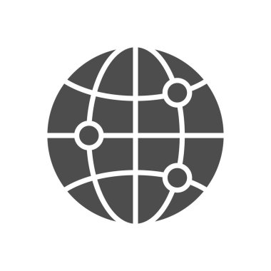 Dünya konumu veya harita simgesi beyaza izole edilmiş. Vektör illüstrasyonu