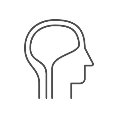 Beyazda izole edilmiş insan beyni çizgisi ikonu. Vektör illüstrasyonu