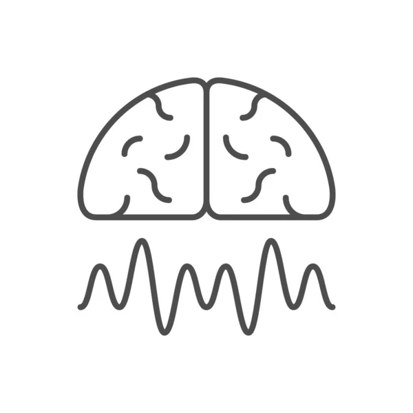 Beynin Aktivite Çizgisi Ana Hatları Beyaz Üzerine Izole Edilmiş Vektör — Stok Vektör