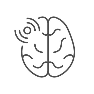 Beyazda izole edilmiş beyin ağrısı çizgisi ana hatları simgesi. Vektör illüstrasyonu