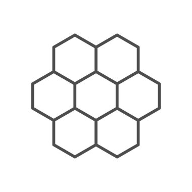 Bal peteği çizgisi simgesi ya da bal sembolü beyaza izole edilmiş. Vektör illüstrasyonu