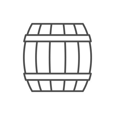 Ahşap varil çizgisi simgesi beyaza izole edilmiş. Vektör illüstrasyonu