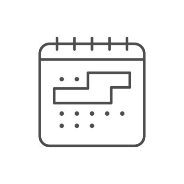 Takvim çizgisi ana hatları simgesi beyaz üzerine izole edildi. Vektör illüstrasyonu