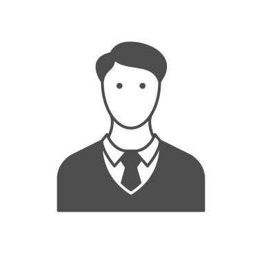 İş adamı ya da yönetici simgesi beyaza izole edildi. Vektör illüstrasyonu