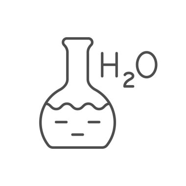 Su hattı ikonlu matara beyaza izole edilmiş. Vektör illüstrasyonu