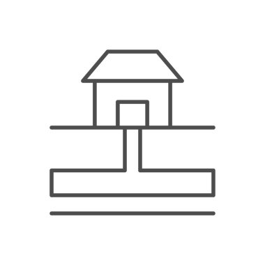 Ev kanalizasyon hattı ana hatları beyaz üzerine izole edilmiş. Vektör illüstrasyonu