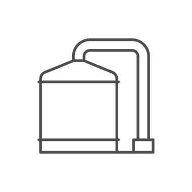 Depolama tankı ana hatları simgesi beyaza izole edildi. Vektör illüstrasyonu