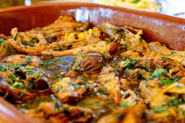 Lezzetli Asya yemeklerinin yakın görüntüsü