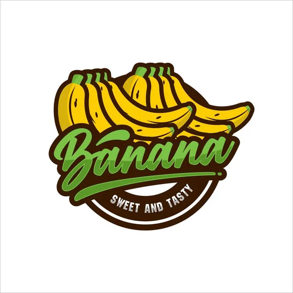 Banana Doce Saboroso Design Logotipo Premium —  Vetores de Stock