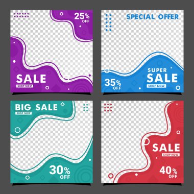 Sosyal medya satışı flaması basit tasarım koleksiyonu