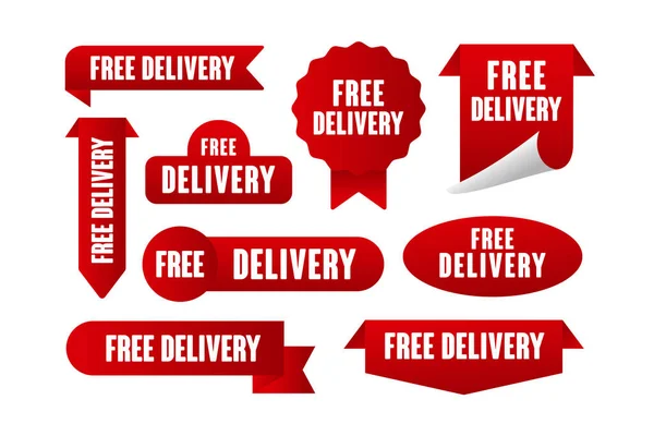 Free Delivery Badge Label Design Sale Promotion Collection — Image vectorielle