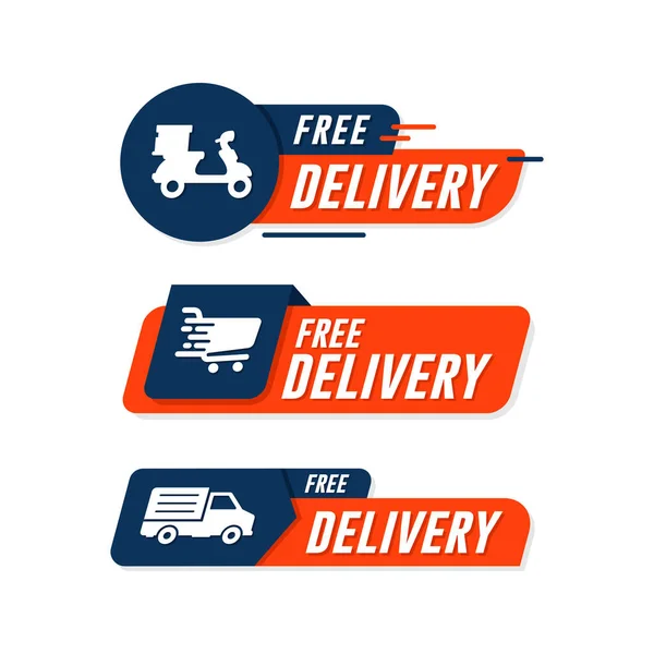 Free Delivery Label Design Sale Promotion Collection — Image vectorielle