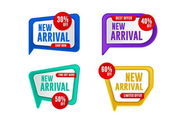 New Arrival Badge Label Sale Banner Promotion Collection — Vetor de Stock