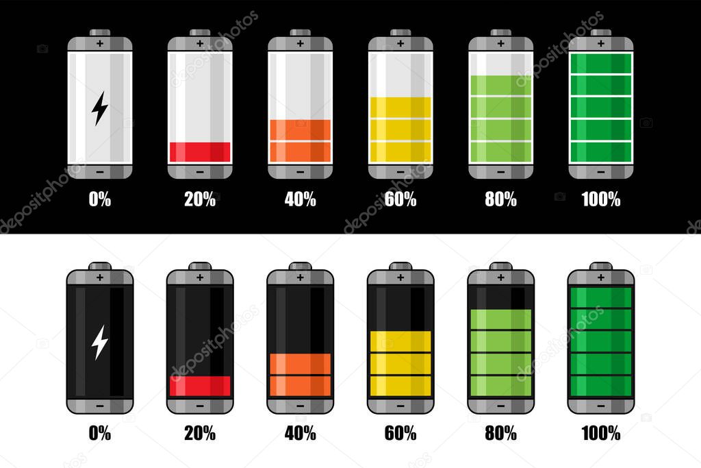 Battery charge level indicator illustration design collection