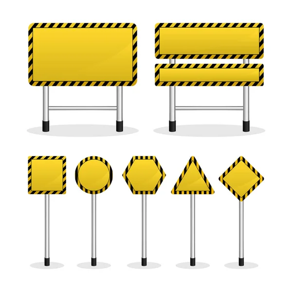 Panneau Signalisation Jaune Ligne Noire Collection Conception Vectorielle Vide — Image vectorielle