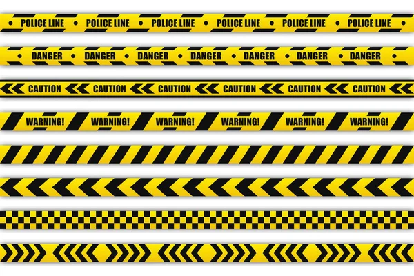 Líneas Policía Cintas Negras Amarillas Colección Diseño Vectores — Archivo Imágenes Vectoriales