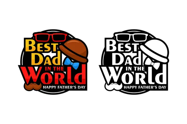 Best Dad World Happy Fathers Day Vector Design Logo — Stockvector